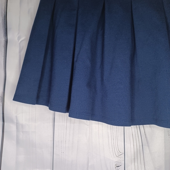 SO Navy Blue Pleated Mini Skater School Girl Skirt - Picture 8 of 8